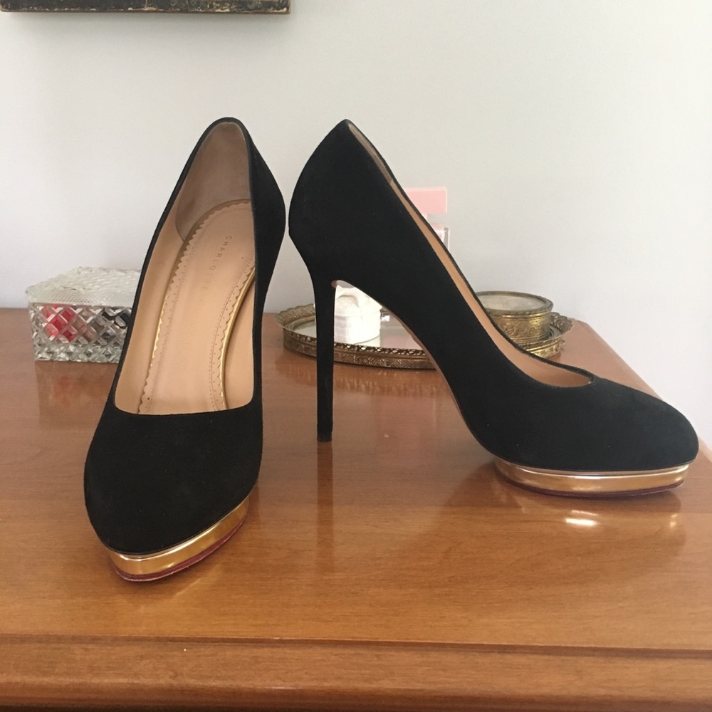 Charlotte Olympia Debbie in black suede, 39 1/2